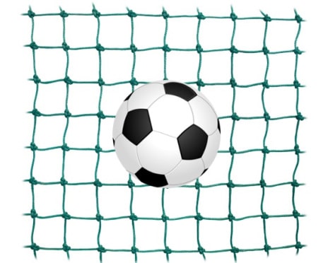 Fotbollsnät grön polyeten 130mm, kantsydd